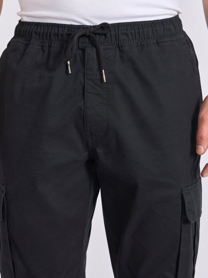 Men's jogger pant in black with elasticated drawstring