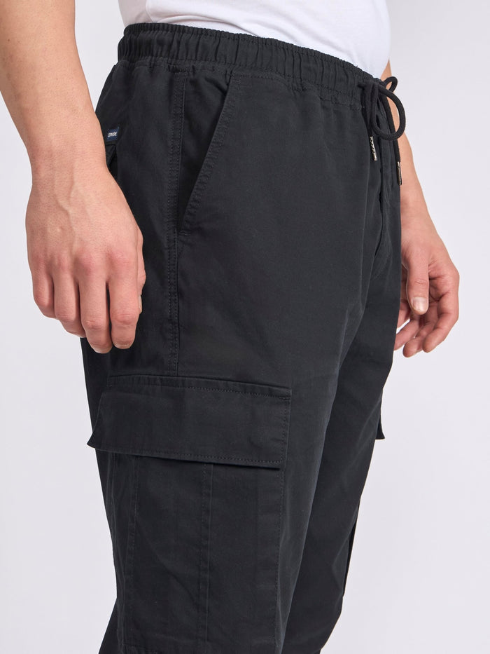 Men's jogger pant in black with elasticated drawstring