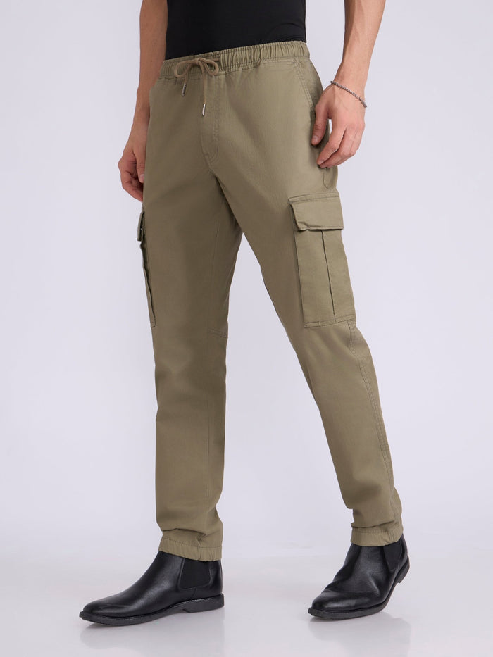 Men's jogger pant in moss green with elasticated drawstring