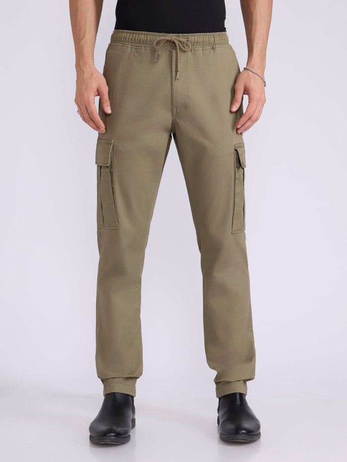 Men's jogger pant in moss green with elasticated drawstring