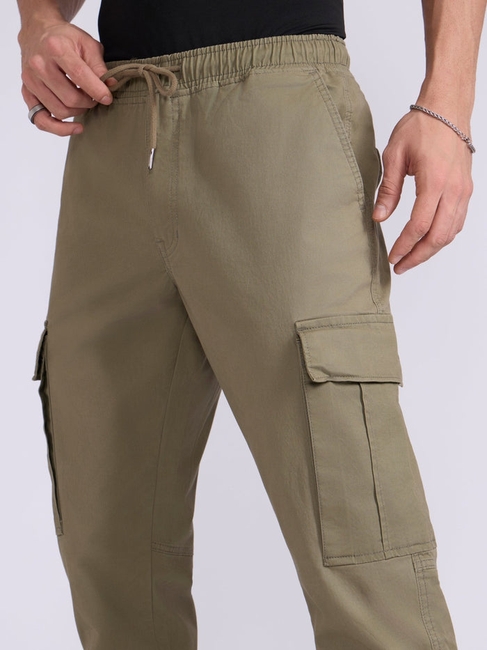 Men's jogger pant in moss green with elasticated drawstring