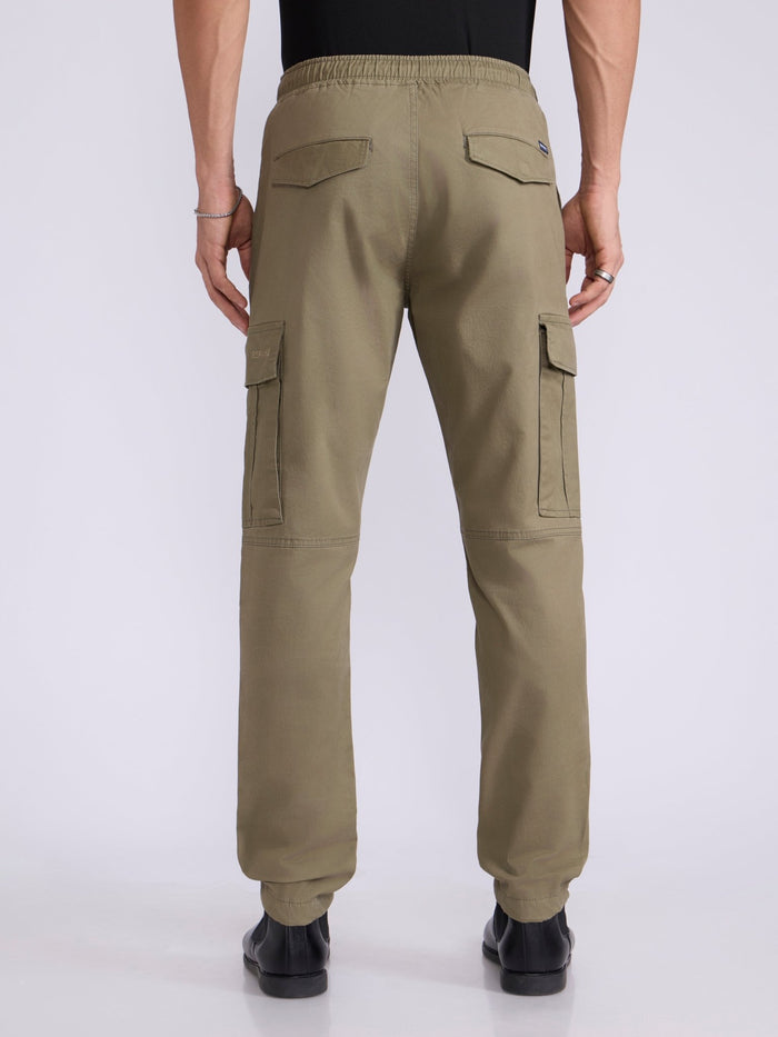 Men's jogger pant in moss green with elasticated drawstring