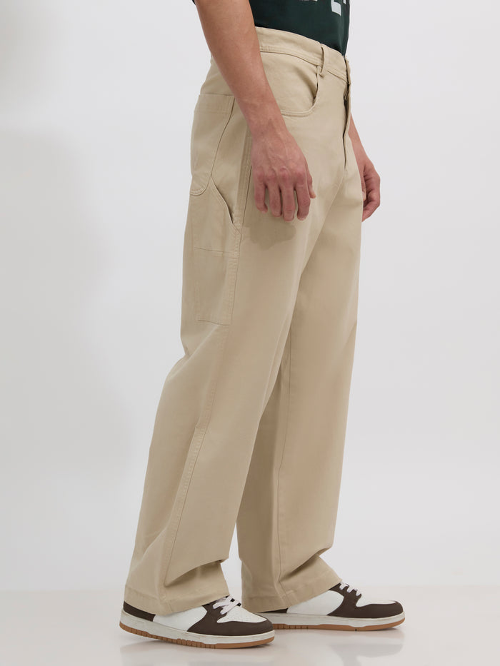 men's beige supper baggy fit from cotton and lycra blend.