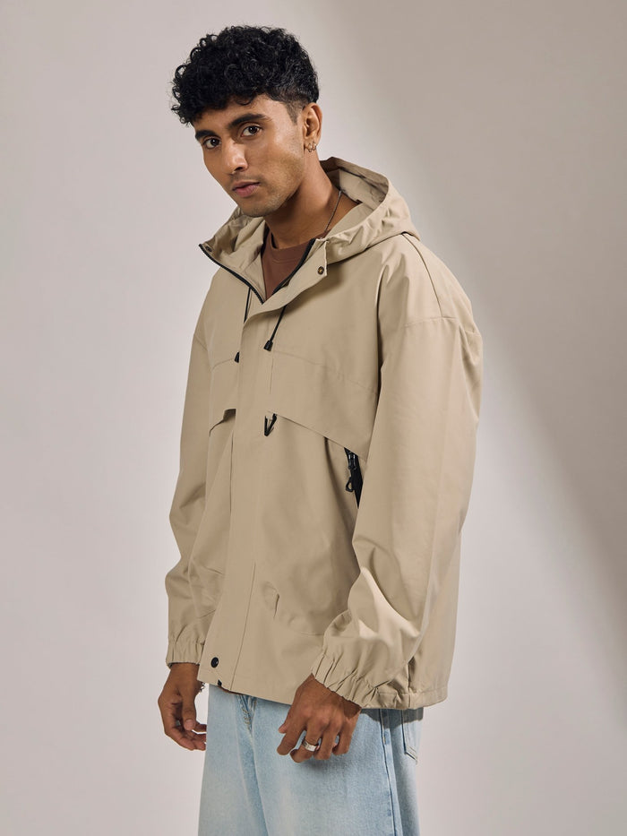 men's light biege hooded nylon jacket made from nylon blend, lightweight and durable
lightweight jakcet for men