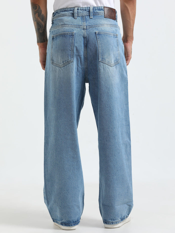 Rattled Loose Fit Jeans - Blue - Espanshe
loose fit jean for men