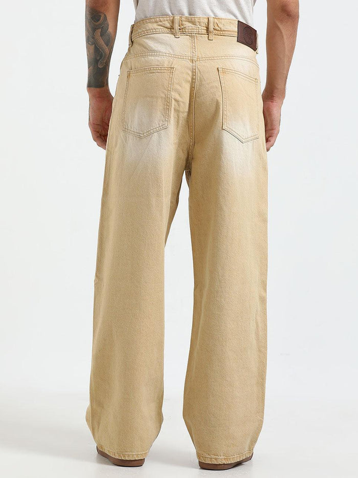 Rattled Loose Fit Jeans - Sand Brown - Espanshe
loose fit jean for men