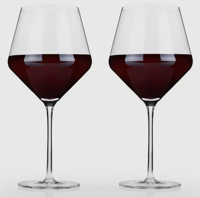 Raye™ Angled Crystal Burgundy Glass Set