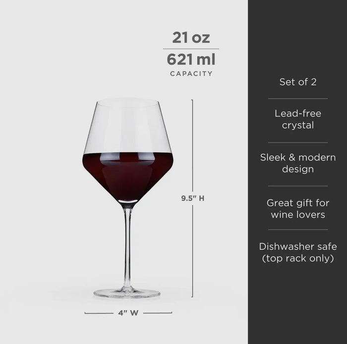 Raye™ Angled Crystal Burgundy Glass Set