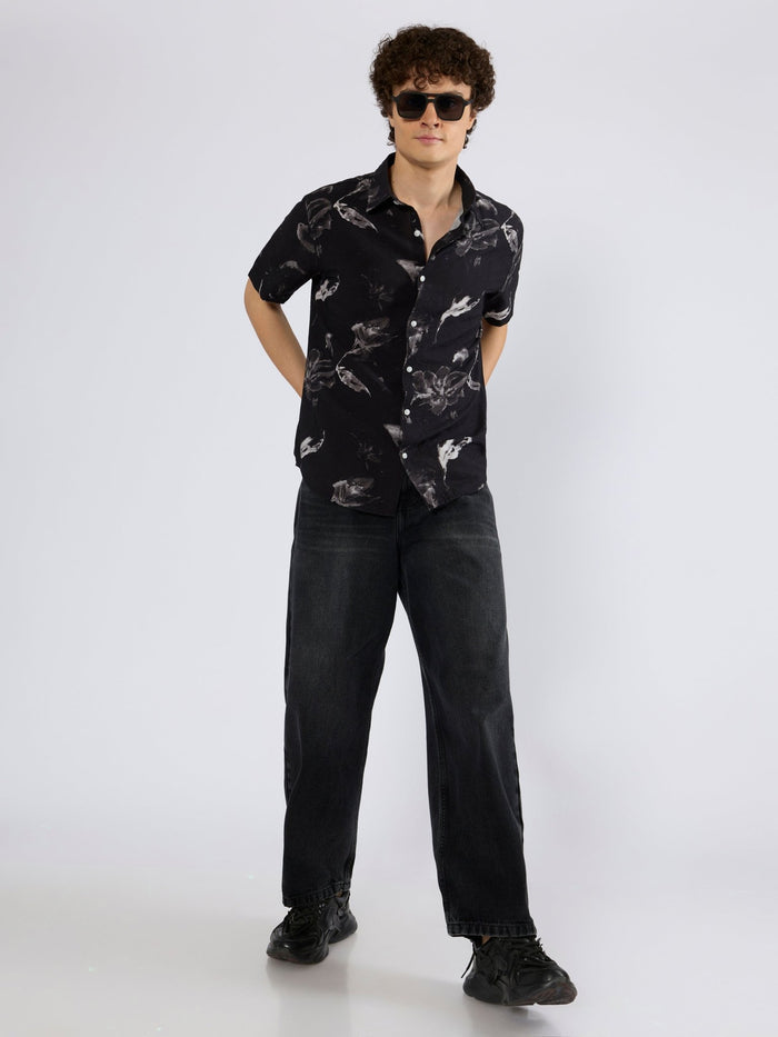 Men's Super Baggy Jeans in Black Fade