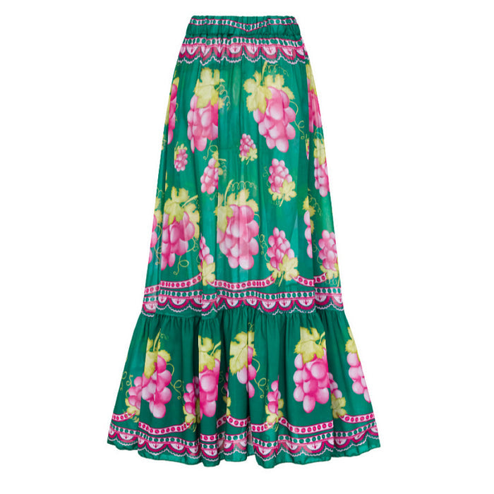 Retro Ruffle - Long Skirt - Green
