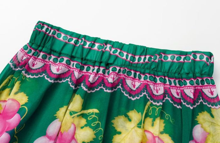 Retro Ruffle - Long Skirt - Green