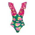 Retro Ruffle Swimsuit  - Green
