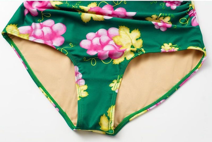 Retro Ruffle Swimsuit  - Green