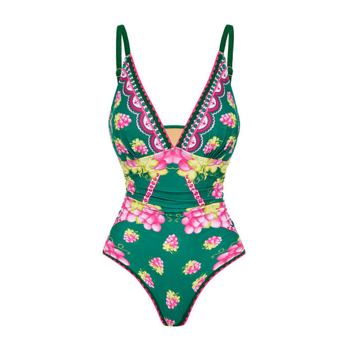 Retro Swimsuit - Short Skirt Set - Green