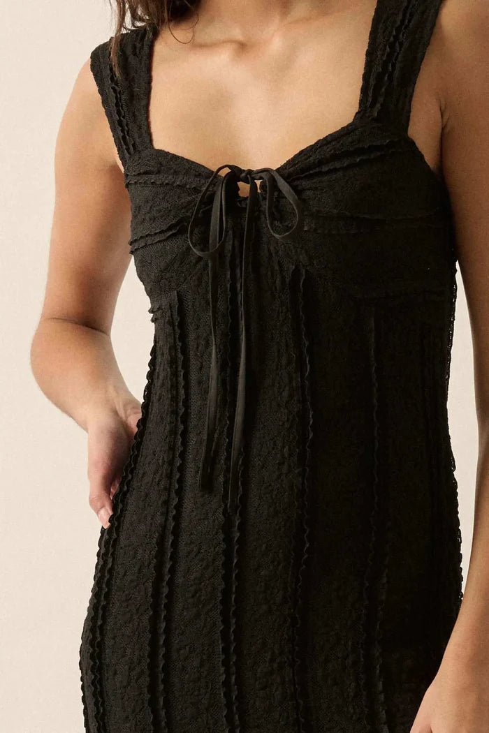 Romantic Heart Ruffled Floral Lace Midi Dress - ShopPromesa
