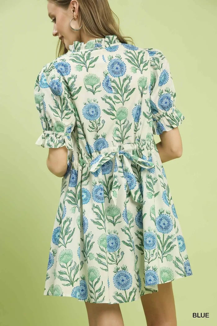 Ruffle Neck Mini Dress