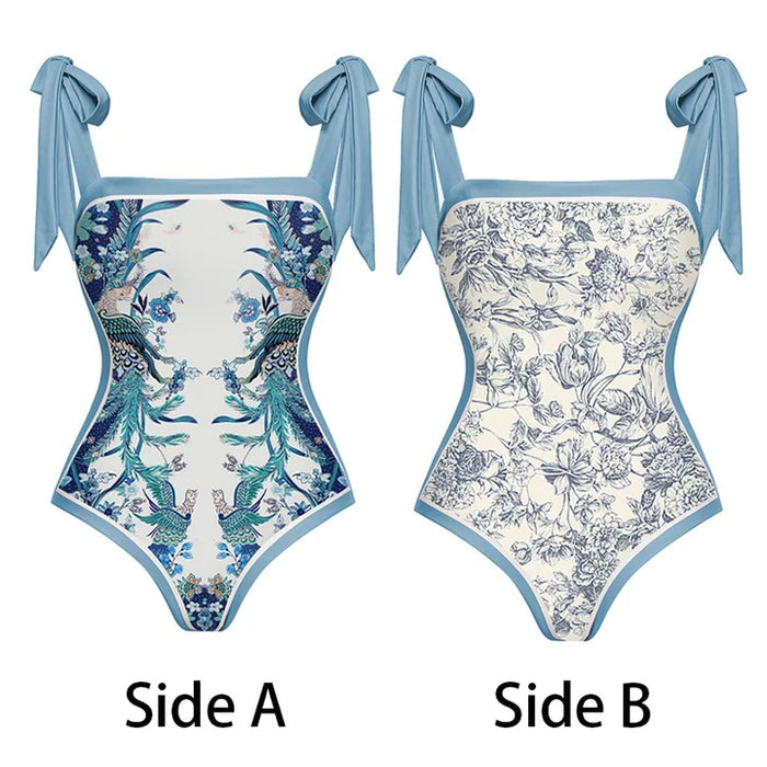 Santorini Island Swimsuit - Blue/White