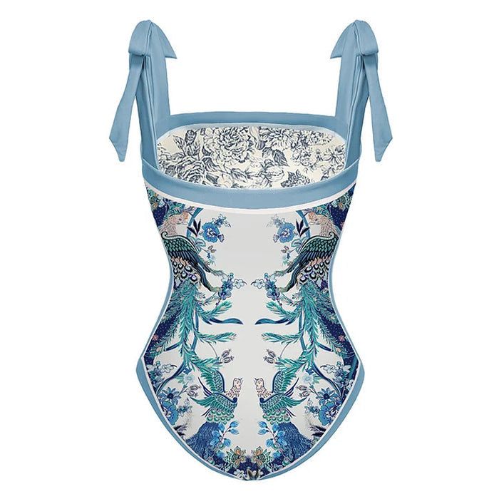 Santorini Island Swimsuit - Blue/White