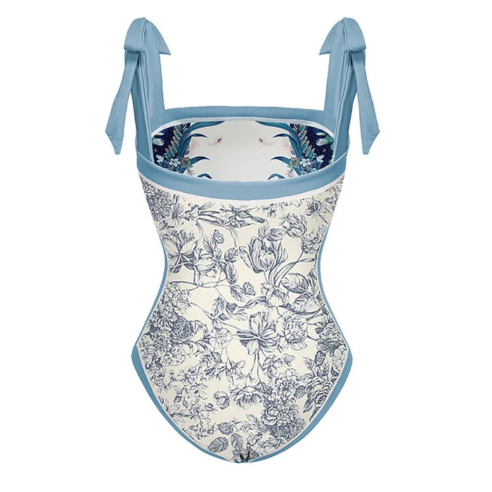 Santorini Island Swimsuit - Blue/White