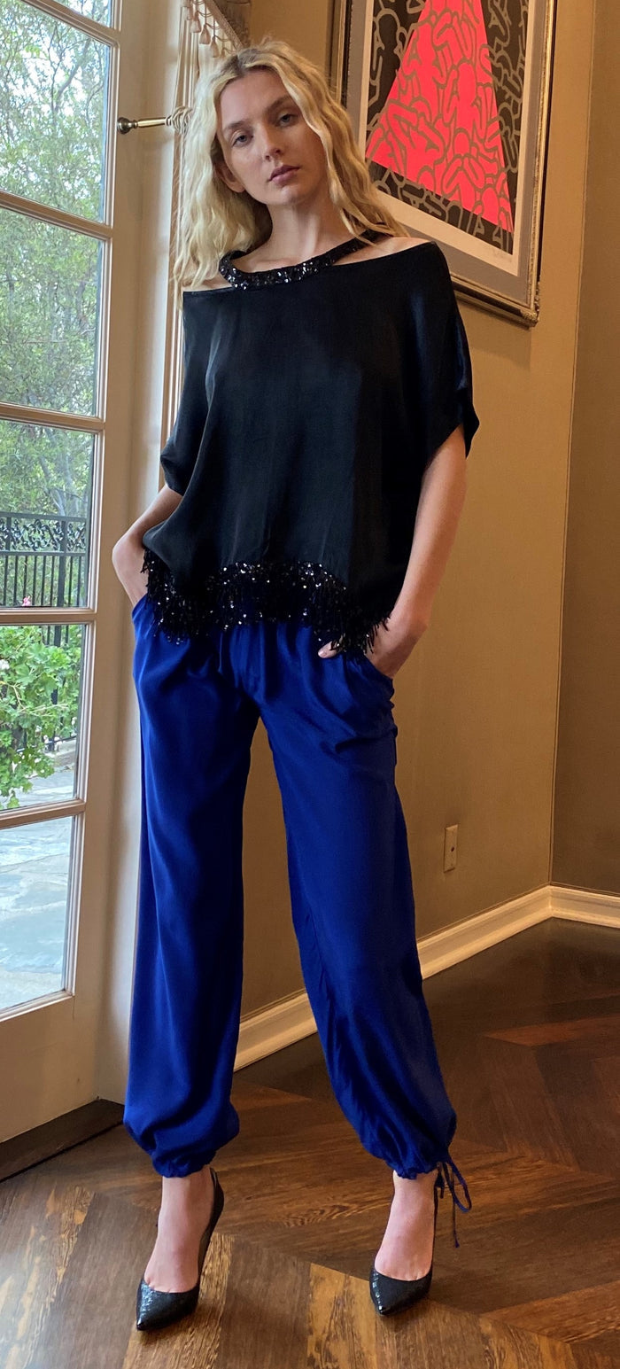 Sequin Fringe Cutout Top