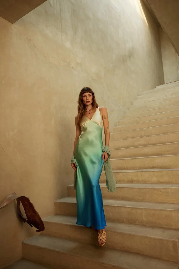 Shady Lady Ombre Satin Column Maxi Dress - ShopPromesa