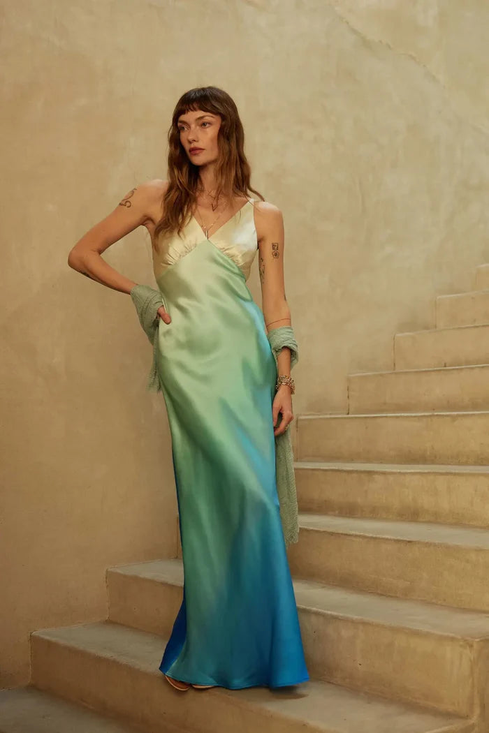 Shady Lady Ombre Satin Column Maxi Dress - ShopPromesa