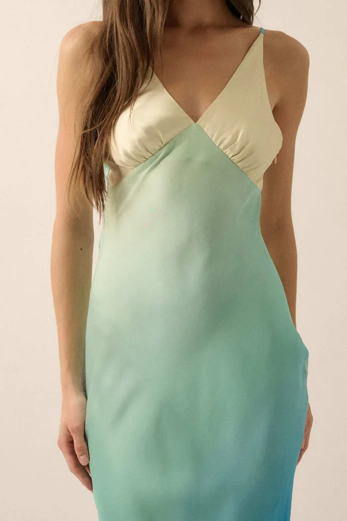 Shady Lady Ombre Satin Column Maxi Dress - ShopPromesa