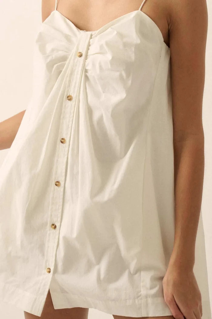 Shirt Story Pleated Button-Front Cami Mini Dress - ShopPromesa