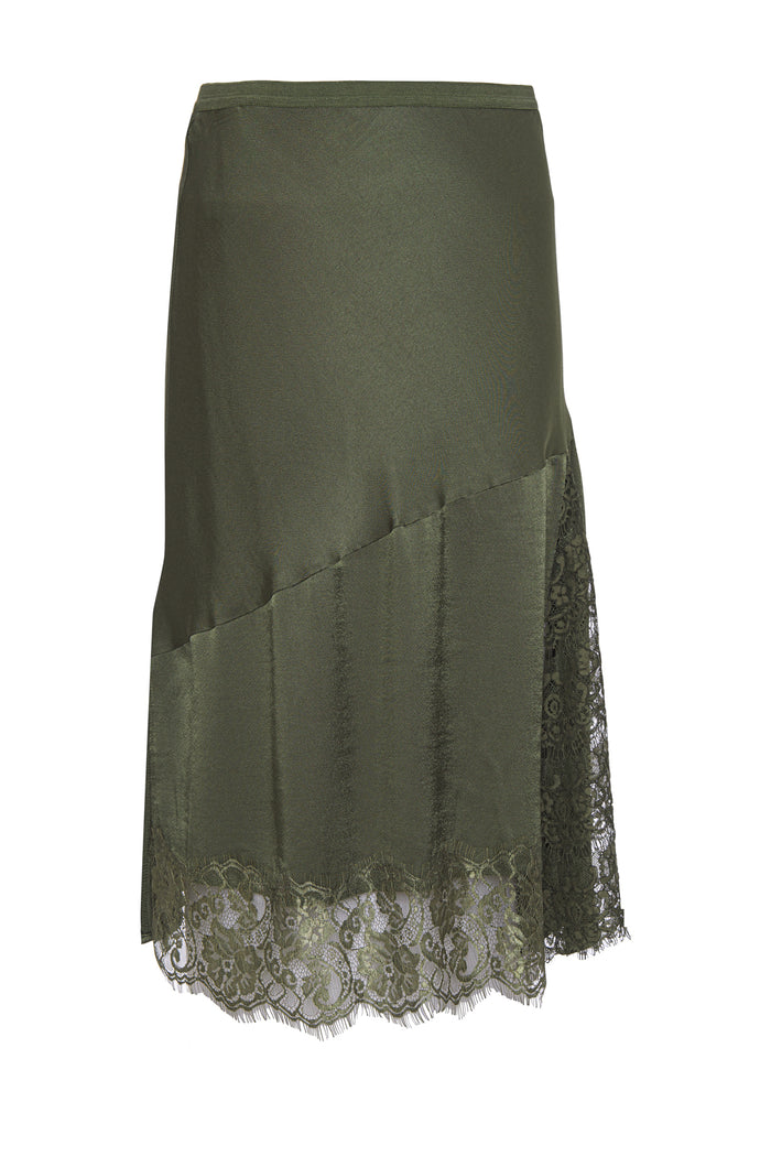 Sienna Bias Skirt - Dark Olive