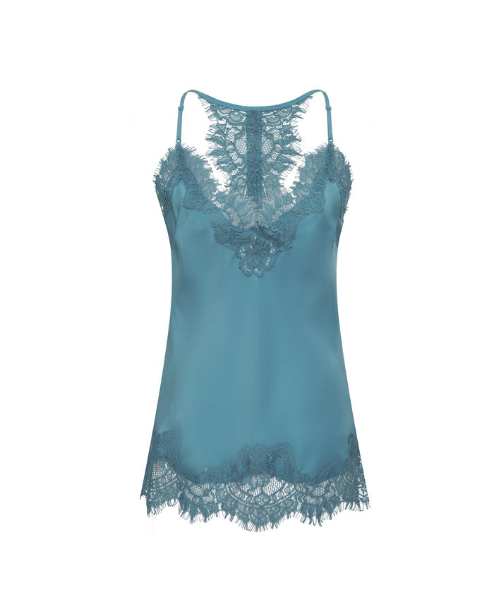 Silk Lace Razorback Cami Baltic Blue *