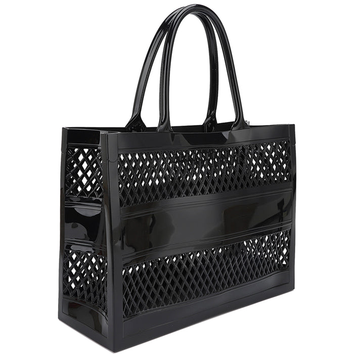 Smooth Handle Open Vented Handbag/Black