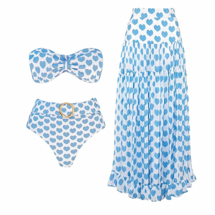 Stella Bikini Skirt Set - Blue