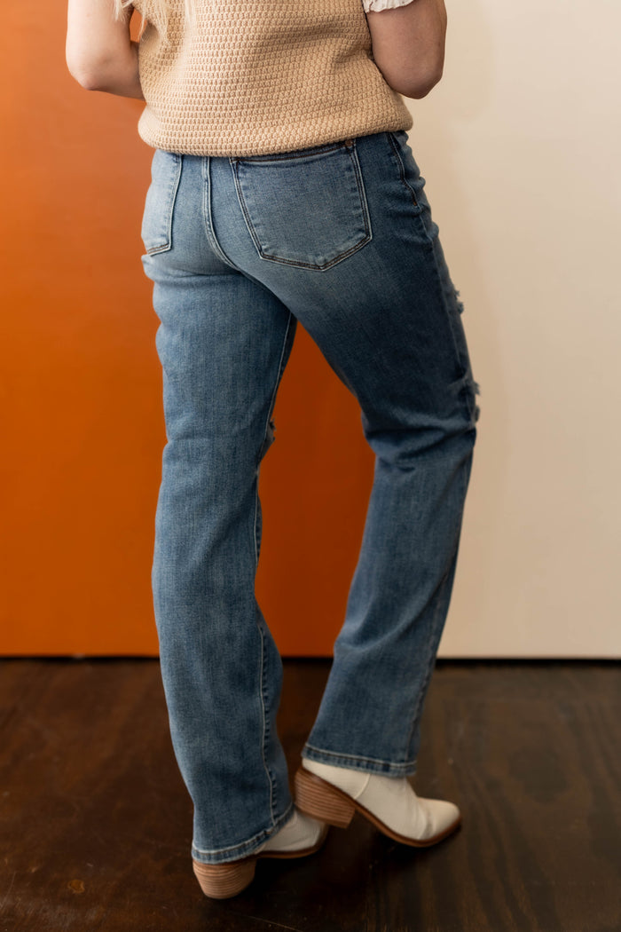 Straight To The Top Distressed Dad Jean