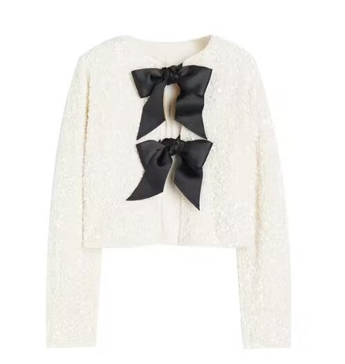 Studded Bow Top - White
