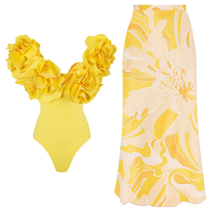 Sun Ruffle Swimsuit Set - Yellow