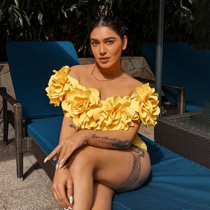 Sun Ruffle Swimsuit Set - Yellow