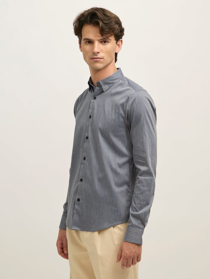 men's Striped Shirt - dark blue