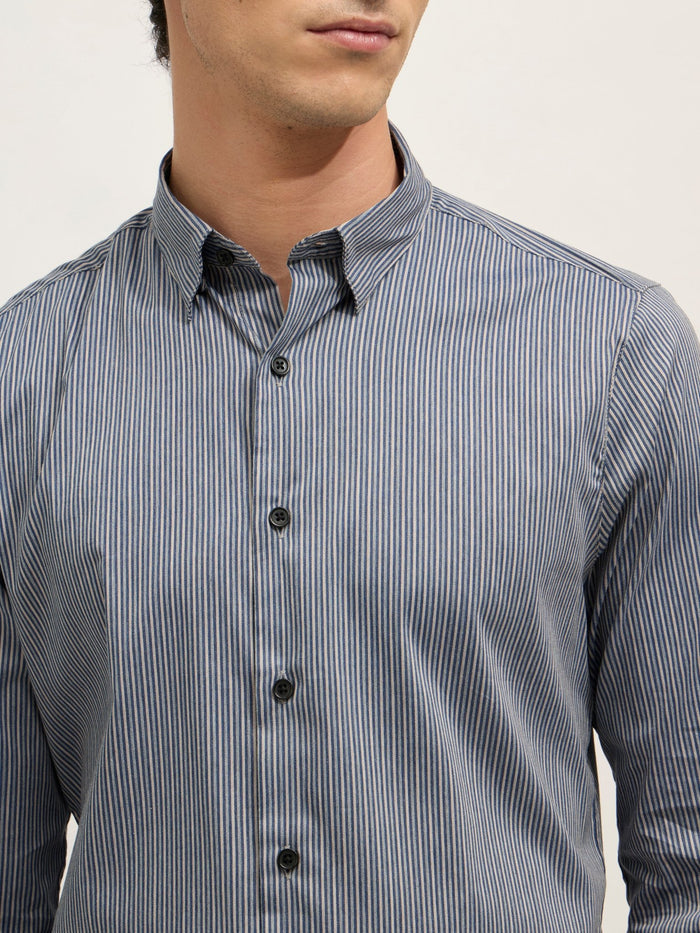 men's Striped Shirt - dark blue