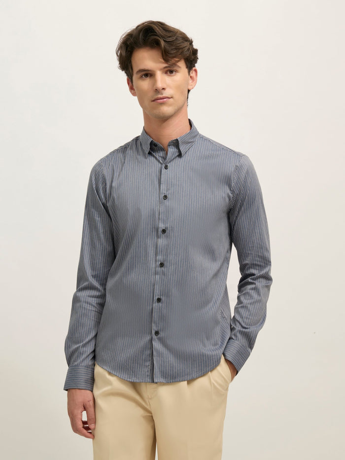 men's Striped Shirt - dark blue