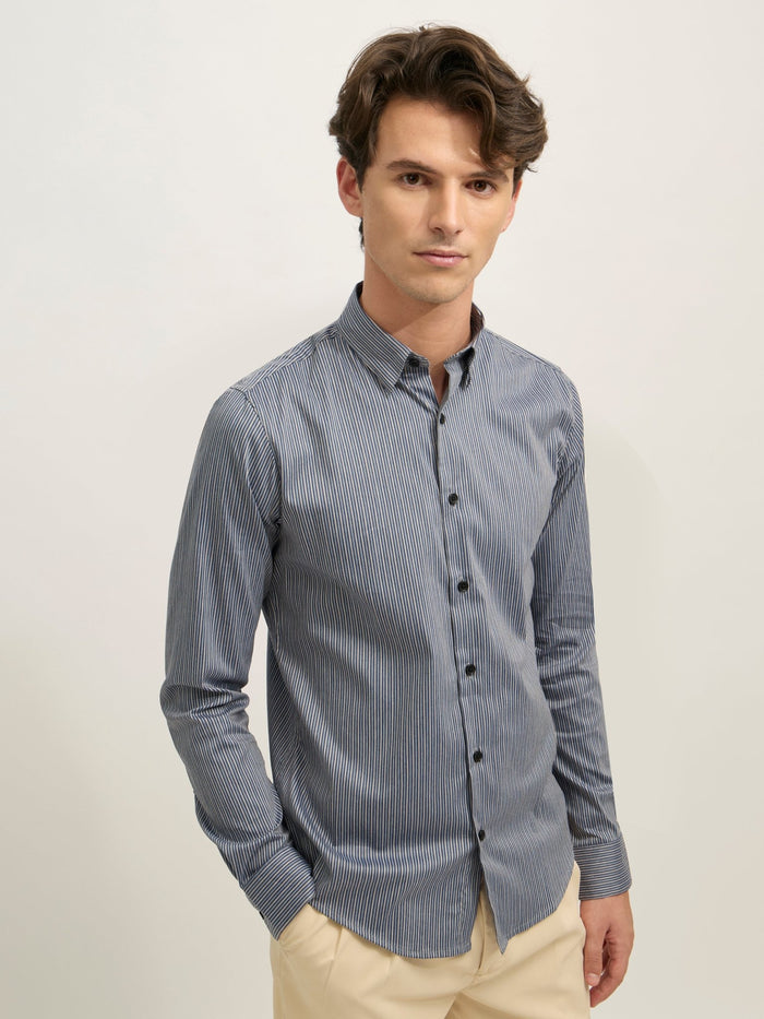 men's Striped Shirt - dark blue