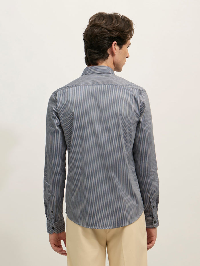 men's Striped Shirt - dark blue