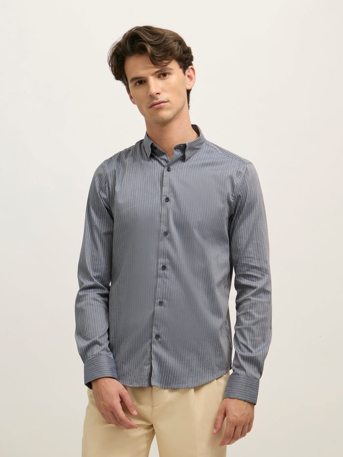 men's Striped Shirt - dark blue