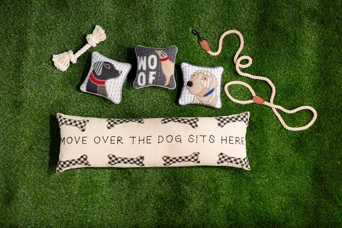 The Dog Sits Here Long Pillow