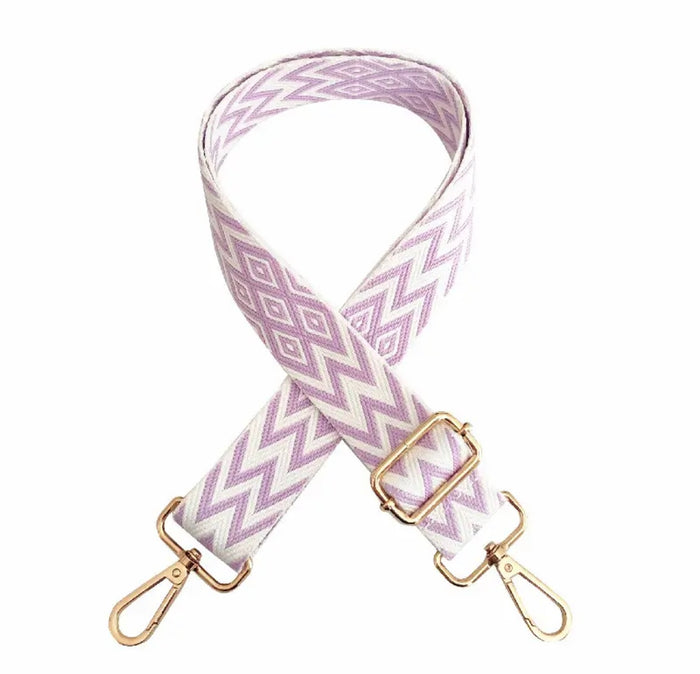 Thin Purse Strap Lilac/White Aztec Design