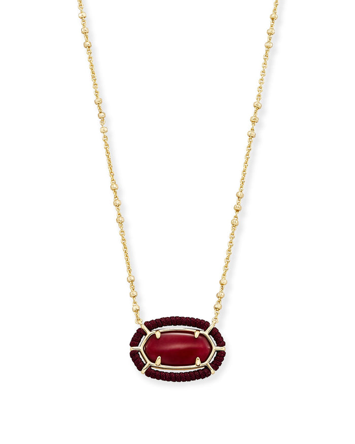 Threaded Elisa Pendant Necklace in Gold Burgundy Illusion