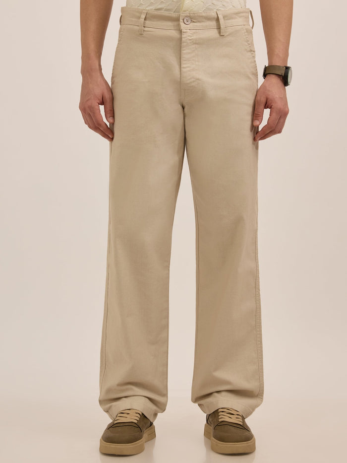 men's Comfort Fit Cotton trousers - Off White