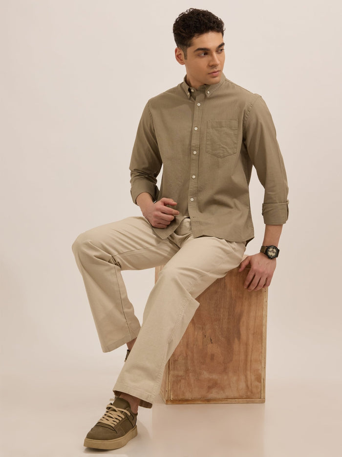 men's Comfort Fit Cotton trousers - Off White