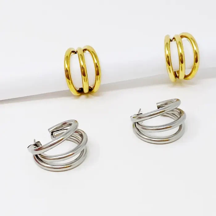 Triple The Layers Hoop Earrings
