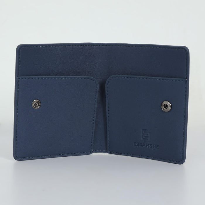 Two Folding Artificial Leather Card Holder Wallet - Blue - Espanshe