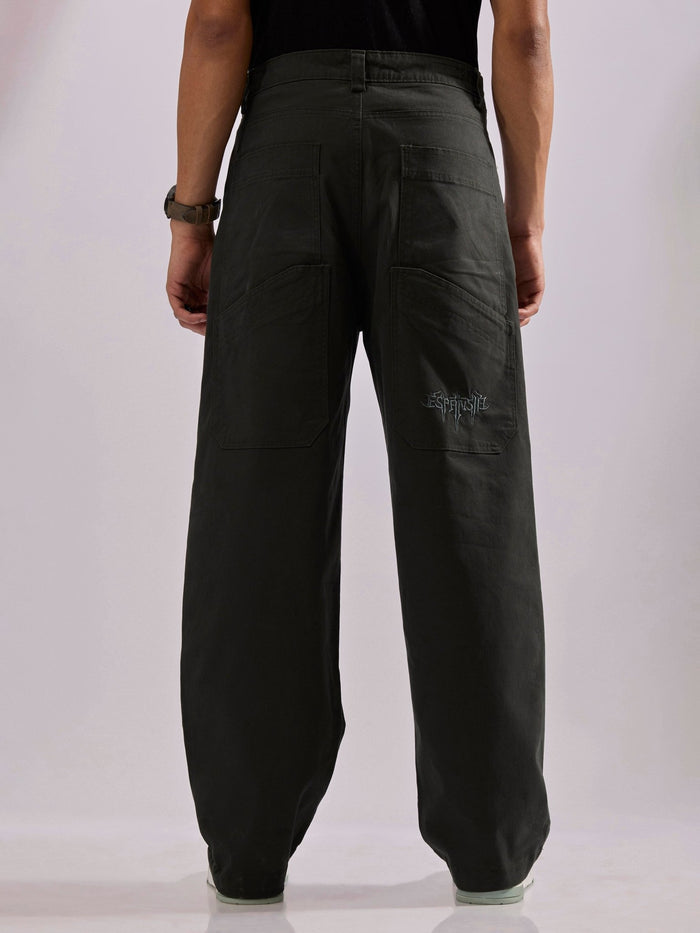 Men's Super Baggy Cargo Pant in Dark Green